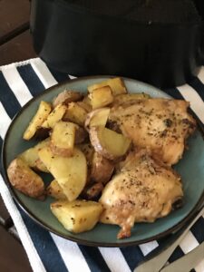 Air Fryer Chicken Thighs & Potatoes