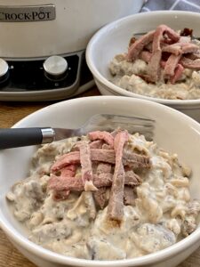 slow cooker Leftover Prime Rib Stroganoff