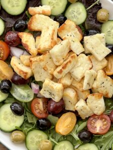 Air Fryer Halloumi Greek Salad