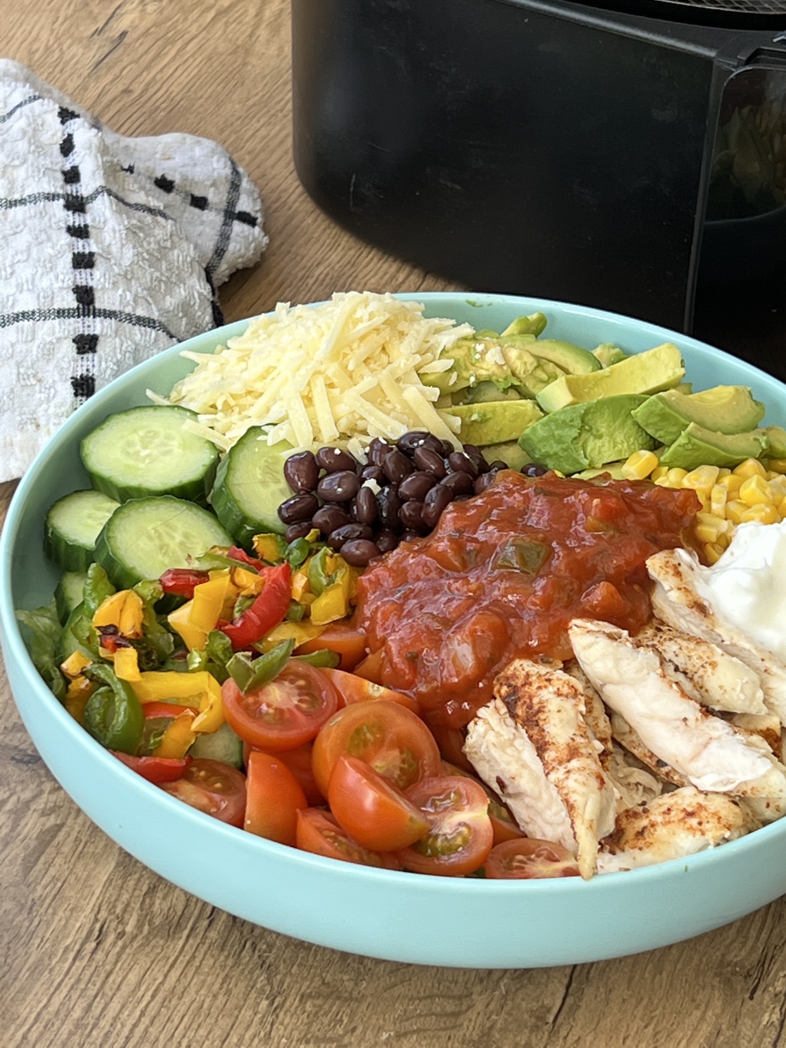 air fryer chicken burrito bowl