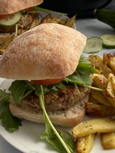 air fryer pork and apple burgers