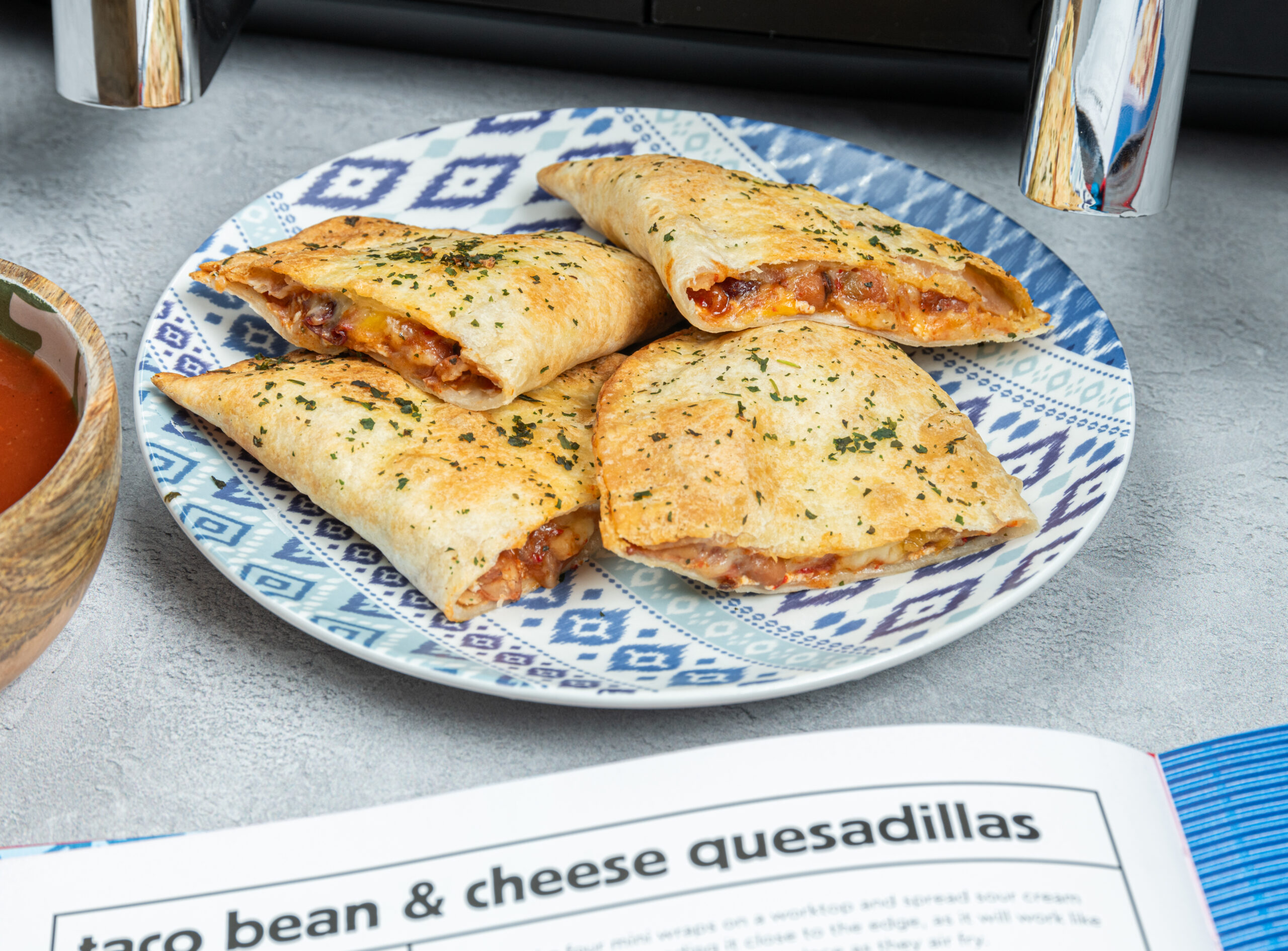 Air Fryer Taco Bean Quesadillas