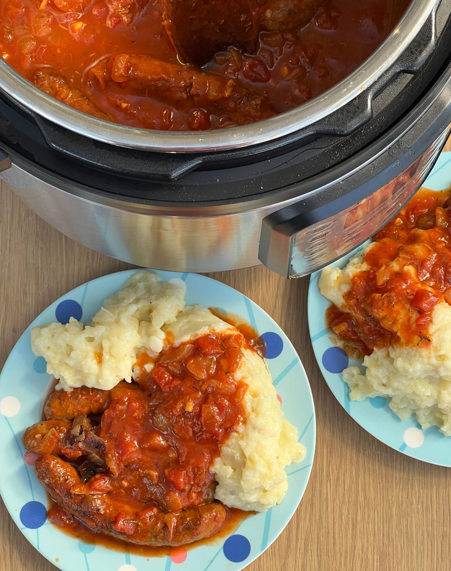 Pressure cooker bangers and mash