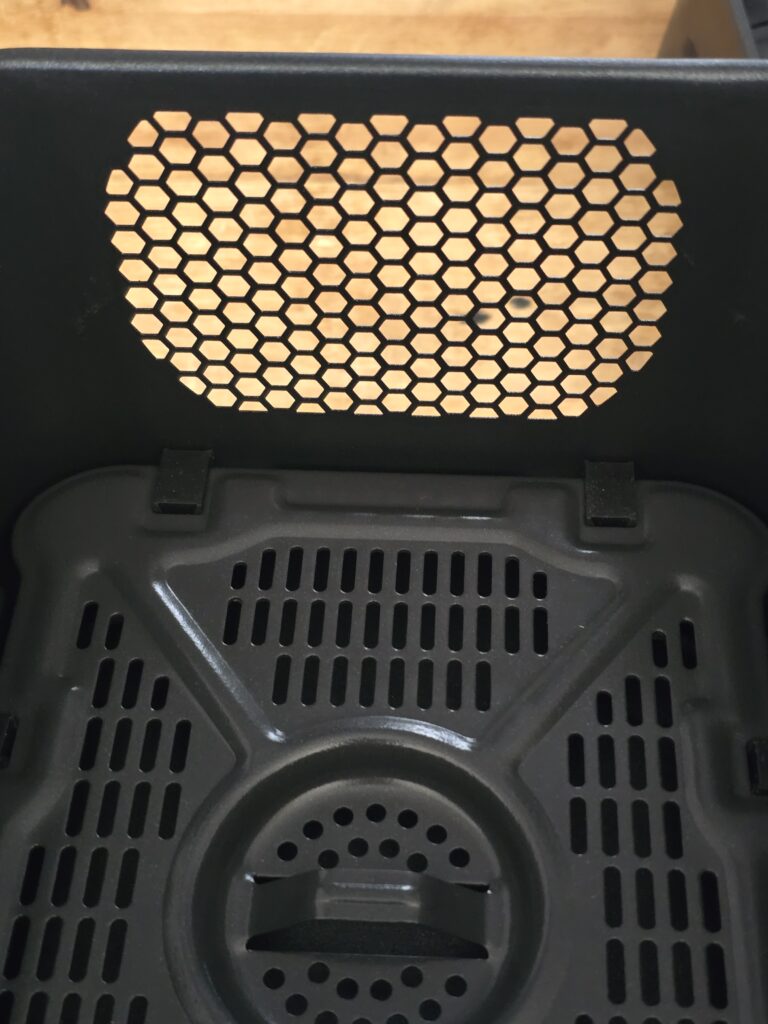 stackable air fryer cooking from the back