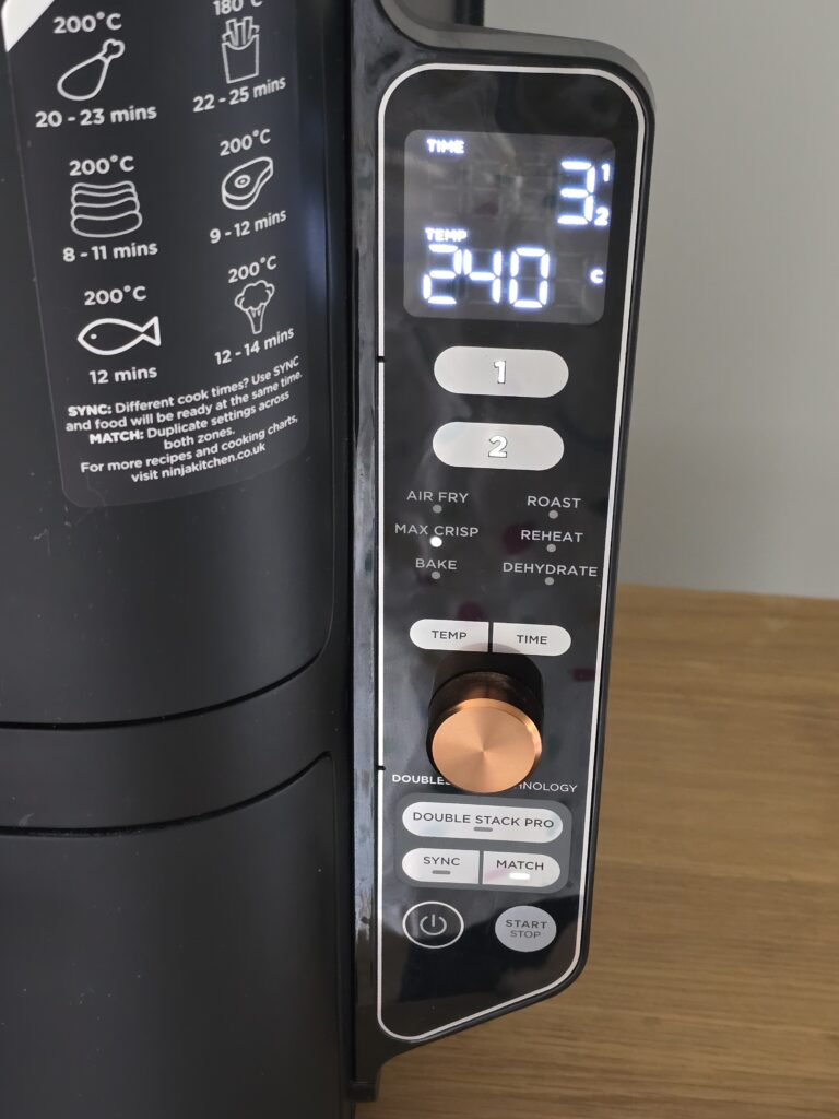 stackable air fryer time and temp toast