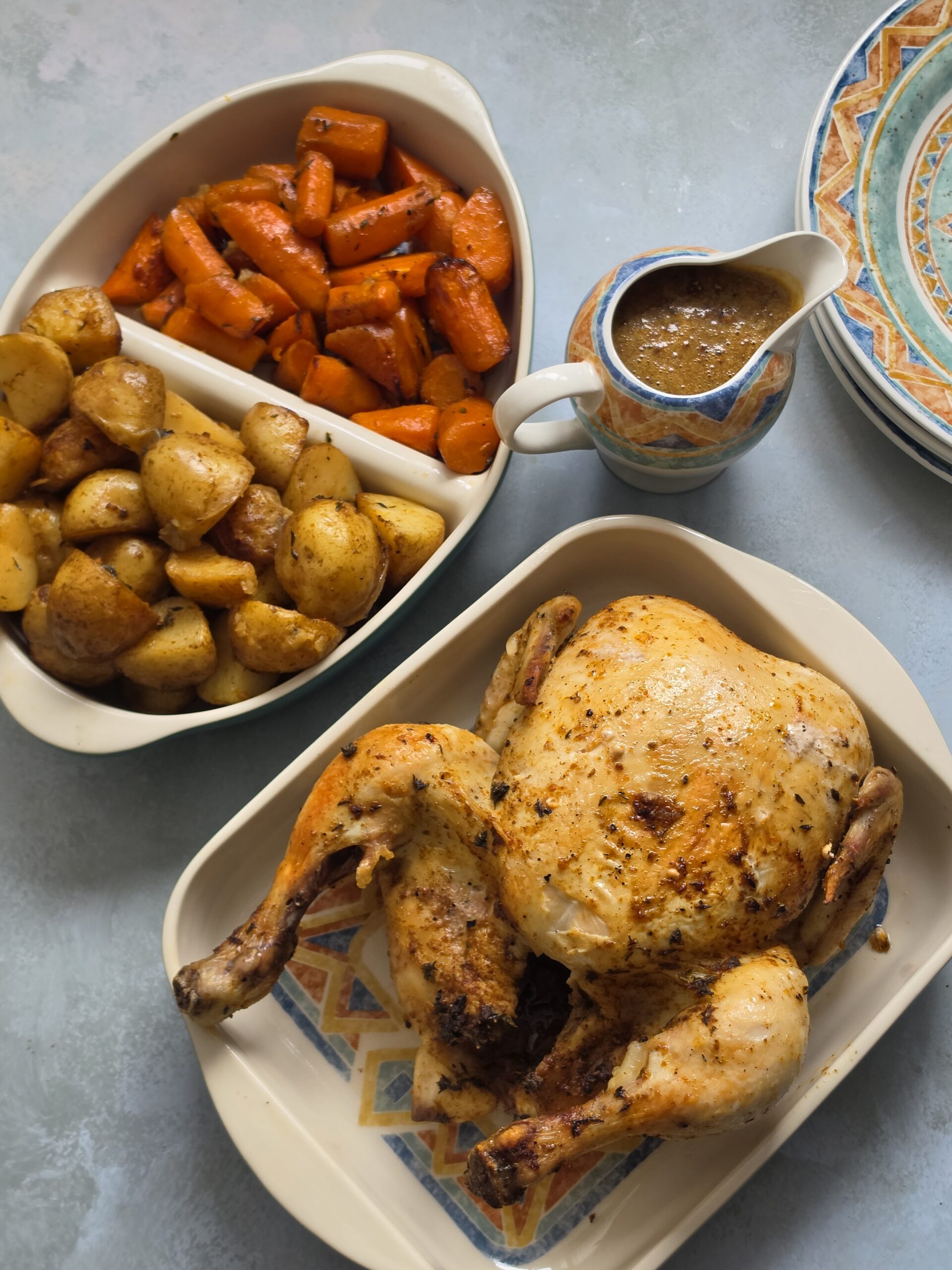 Slow Cooker Roast Chicken, Potatoes & Carrots