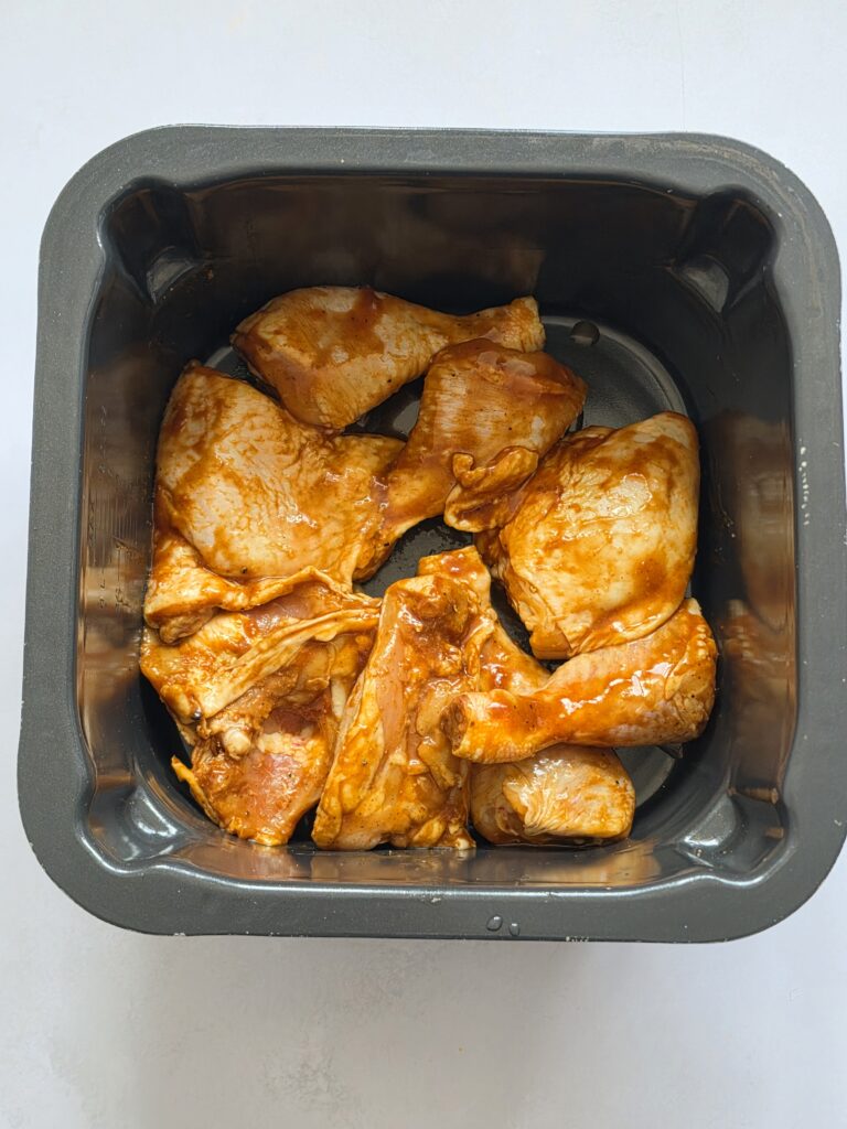 barbecue chicken thighs and drumsticks prepped