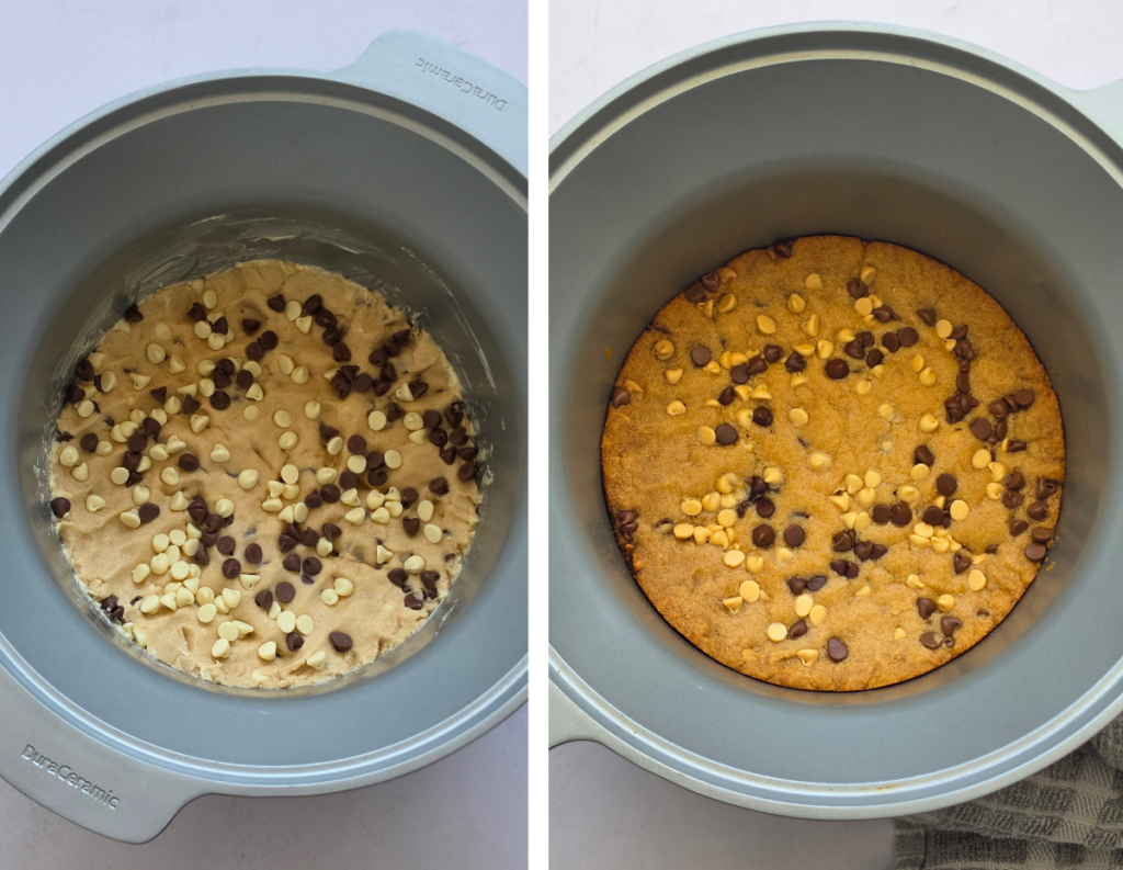 day 27 slow cooker giant chocolate chip cookie
