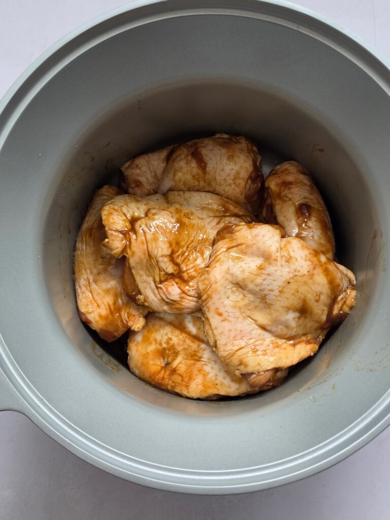 prepping slow cooker teriyaki chicken