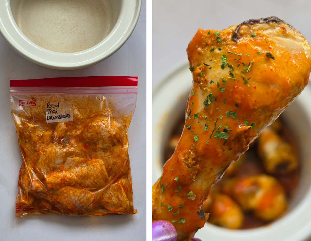 slow cooker red thai curry drumsticks